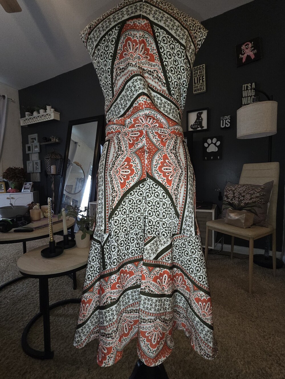 Cato Sleeveless Maxi Dress in White, Coral and Black - Picture 6 of 9